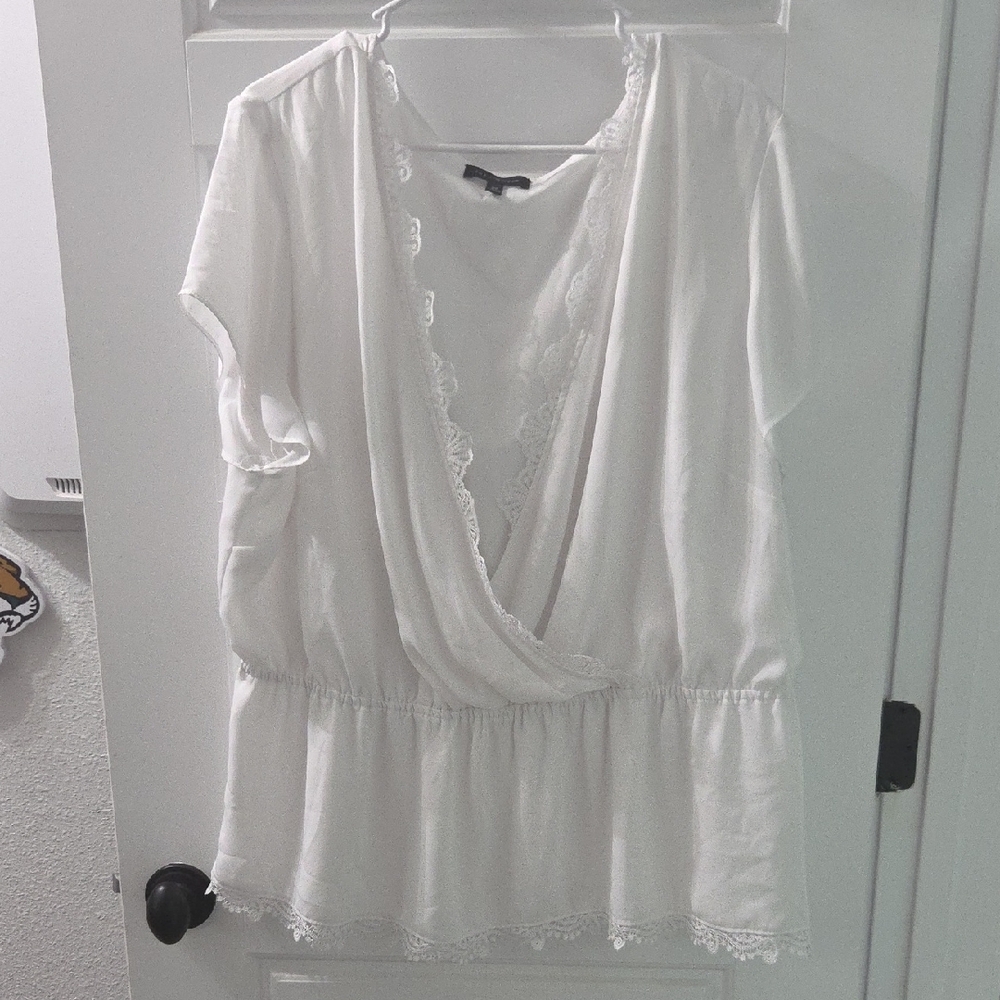 The Limited White Lace Accent Blouse